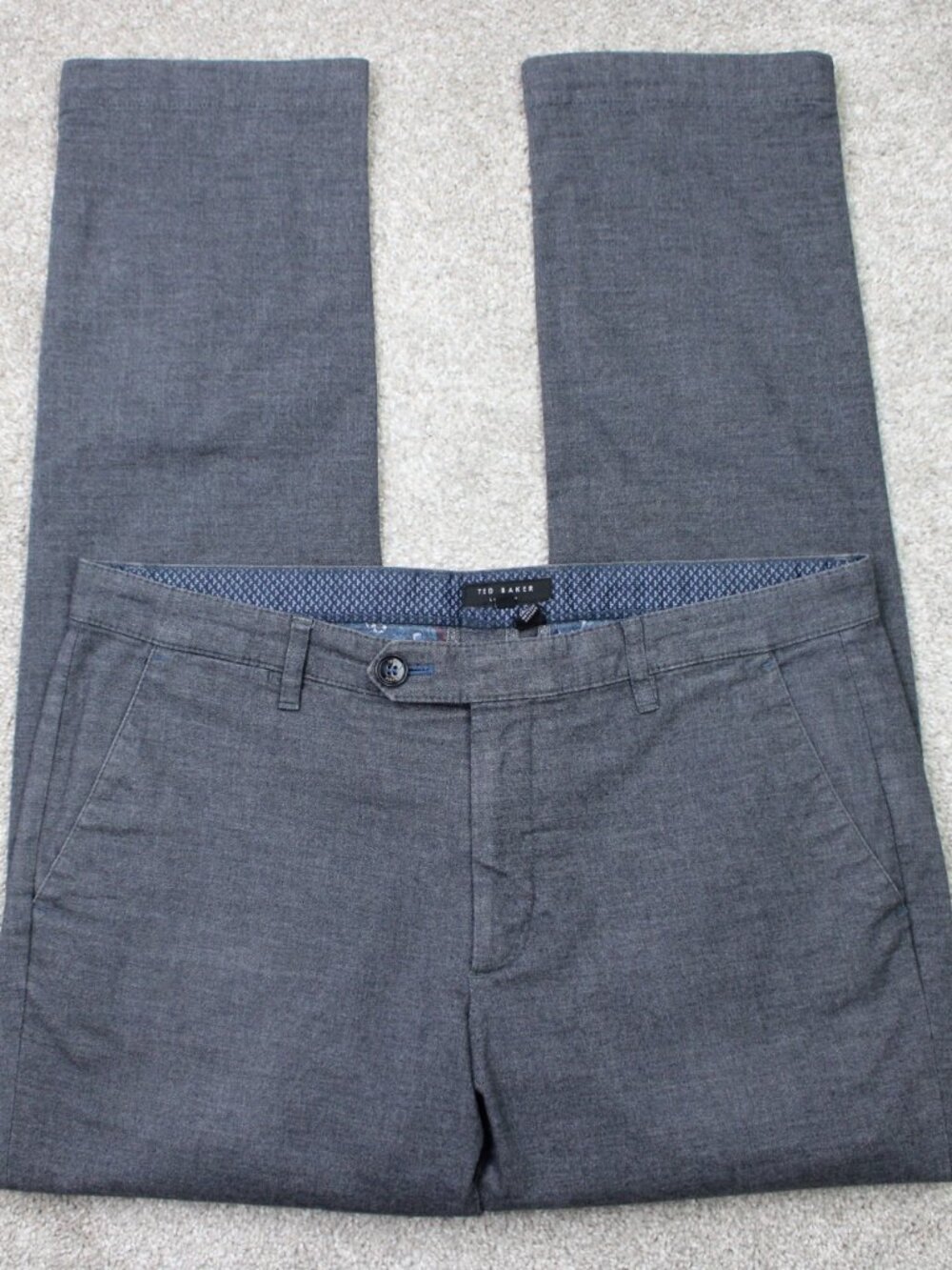 Ted Baker London Pants Men 34x30 Gray Chino Cotton/Poly/Viscose Stretch Straight